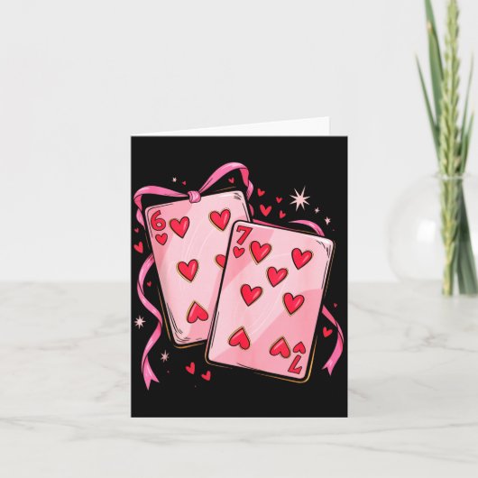 トランプ 6 7 ハート 67 六 七 ボウ バレン カード (正面)