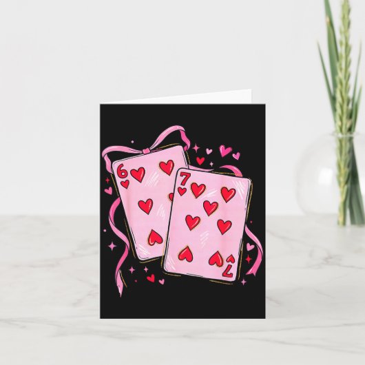 トランプ 6 7 ハート 67 六 七 ボウ バレン カード (正面)