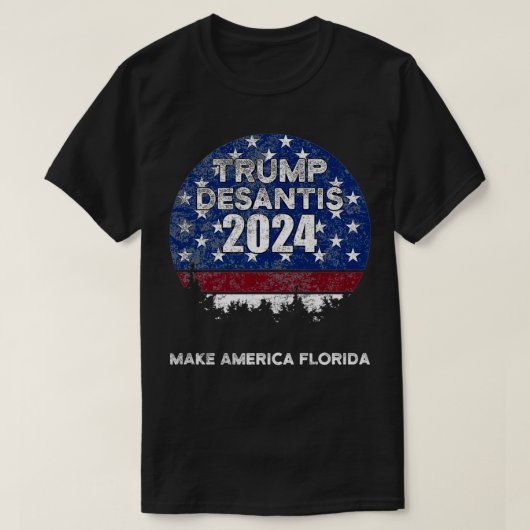 トランプDeSantis 2024アメリカをフロリダのアメリカ人にする Tシャツ (デザイン正面)