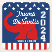 トランプDESANTIS 2024聖書上 スクエアペーパーコースター (正面)