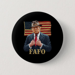 トランプFafo Fのまわりに米国国旗のヴィンテージ 缶バッジ