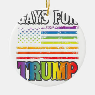 トランプLGBTゲイプライドゲイレインボー国旗の投票Re セラミックオーナメント