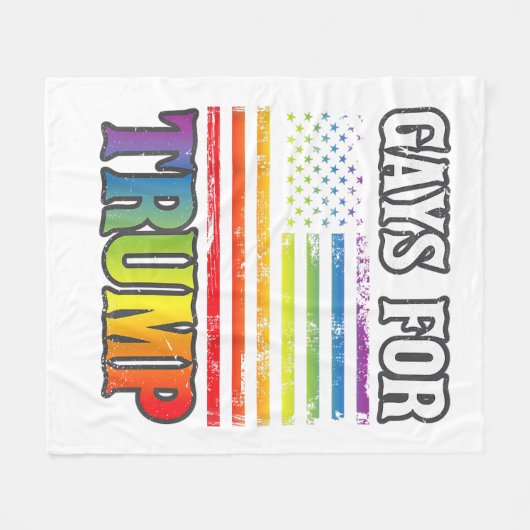 トランプLGBTゲイプライドゲイレインボー国旗の投票Re フリースブランケット (正面(横))