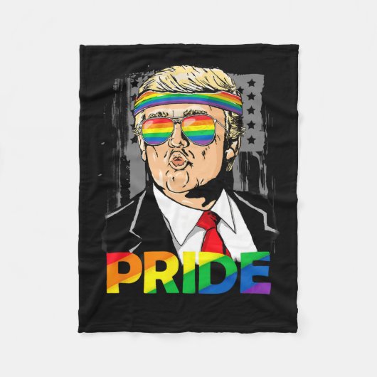 トランプLGBTゲイプライド月レズビアン性双生性トランスゲンド フリースブランケット (正面)