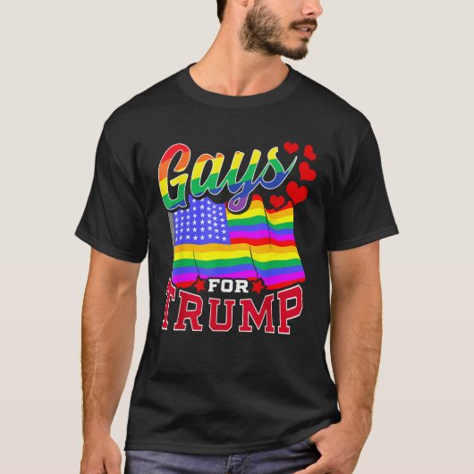 トランプLGBTQサポーターのためのゲイ愛国的USAアメリ Tシャツ (正面)