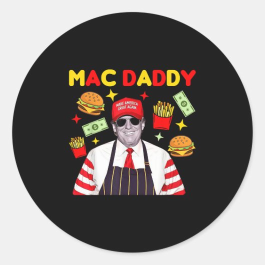 トランプMacパパ ラウンドシール (正面)