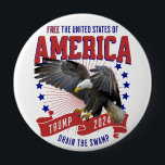 トランプMAGAイーグル自由 缶バッジ<br><div class="desc">トランプMAGA – 自由のために沼を排水 – 赤、白素晴らしと青でハゲのイーグルデザイン。#trump #maga #trump2024 #America #freedom</div>