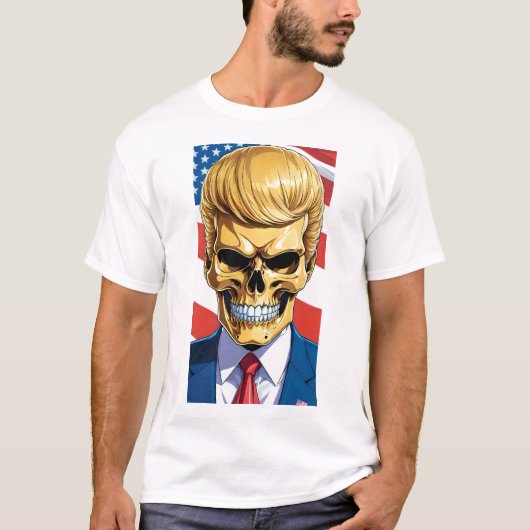 トランプMAGA 2024ゴールデンスカル Tシャツ (正面)