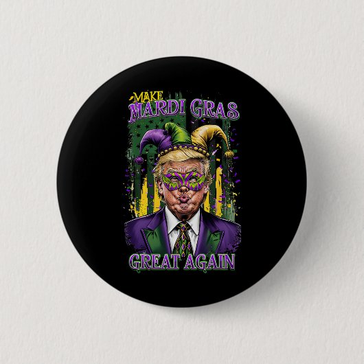 トランプMardi Gras 2025再びMardi Grasを作素晴らしる 缶バッジ (正面)