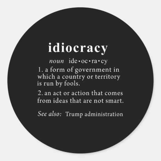 トランプTシャツディオクラシー定義ウィメンズファン ラウンドシール (正面)