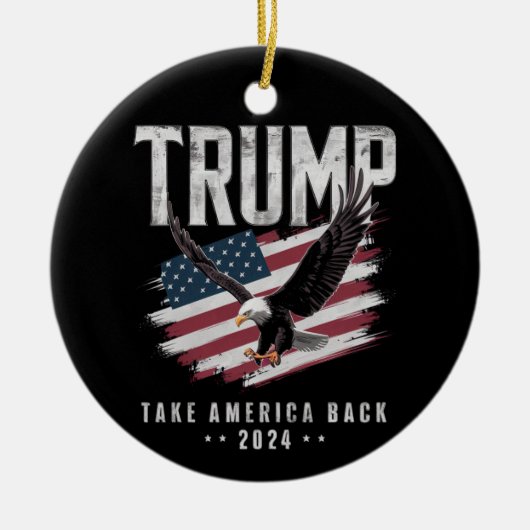 トランプTake America 2024年選挙ヴィンテージ セラミックオーナメント (正面)