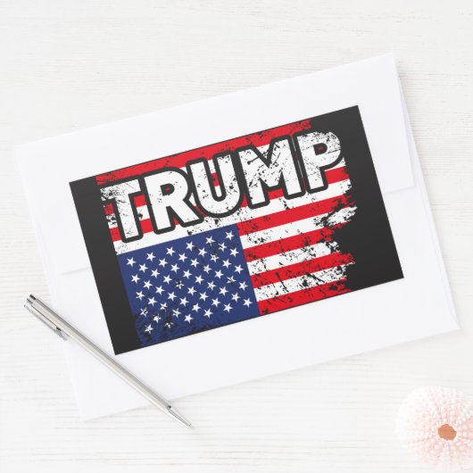 トランプUSA国旗のステッカー政治的ステックールカー 長方形シール (封筒)