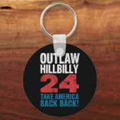トランプVance 2024アウトローヒルビリー米国国旗のヴィンテージ キーホルダー (正面)