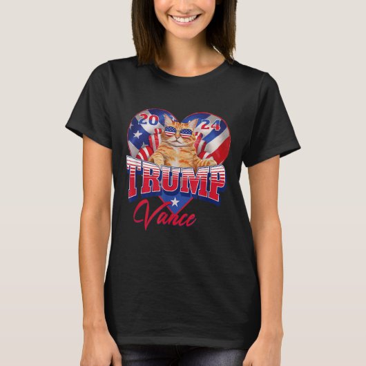 トランプVance 2024ネコハート米国政治大統領 Tシャツ (正面)