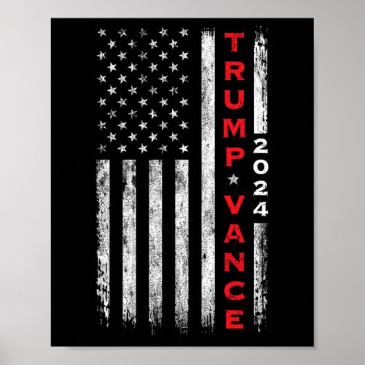 トランプVance 2024ヴィンテージダウン縦旗 ポスター (正面)