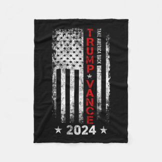 トランプVance 2024米国国旗のヴィンテージ-Take America Bac フリースブランケット