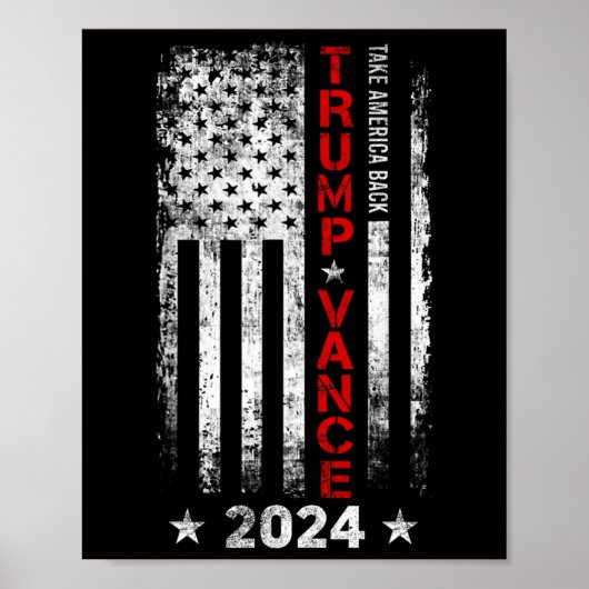 トランプVance 2024米国国旗のヴィンテージ-Take America Bac ポスター (正面)