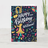 トランペカラフルットミュージシャン誕生日カード カード (正面)