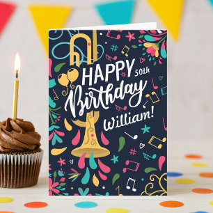 トランペカラフルットミュージシャン誕生日カード カード