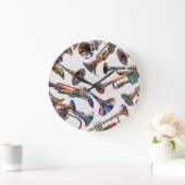 トランペカラフルット、トランペットプリント、トランペットアート ラージ壁時計 (ホーム)