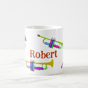 トランペカラフルッパーソナライズされたト コーヒーマグカップ