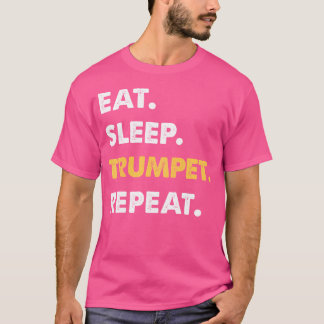 トランペットおもしろいアパレル食べ睡眠トランペットのリピート Tシャツ