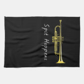 トランペットおもしろいスピッがバンドプレーヤーに起こる キッチンタオル (横)
