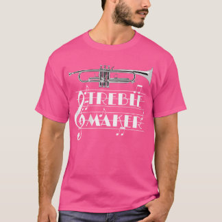 トランペットおもしろいプレーヤートレブルメーカークレフ、 音符記号ジャズ(2サイド) Tシャツ