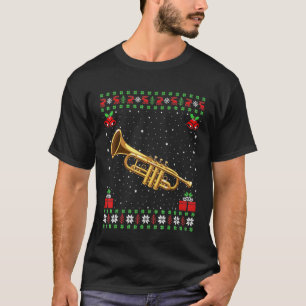 トランペットおもしろい音楽愛好家クリスマス醜いトランペットキリスト Tシャツ