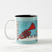 トランペットおよびピアノミュージカルのマグ ツートーンマグカップ (左)