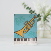 トランペットおよびピアノミュージカルの郵便はがき ポストカード (スタンド正面)