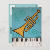 トランペットおよびピアノミュージカルの郵便はがき ポストカード (正面/裏面)