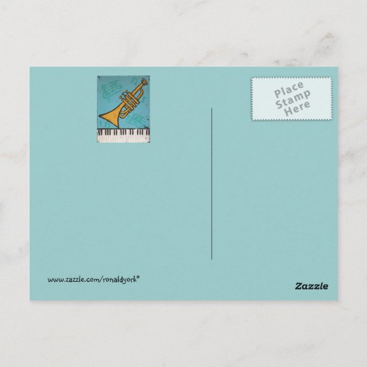 トランペットおよびピアノミュージカルの郵便はがき ポストカード (裏面)