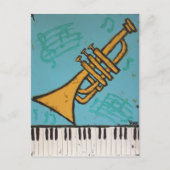 トランペットおよびピアノミュージカルの郵便はがき ポストカード (正面)
