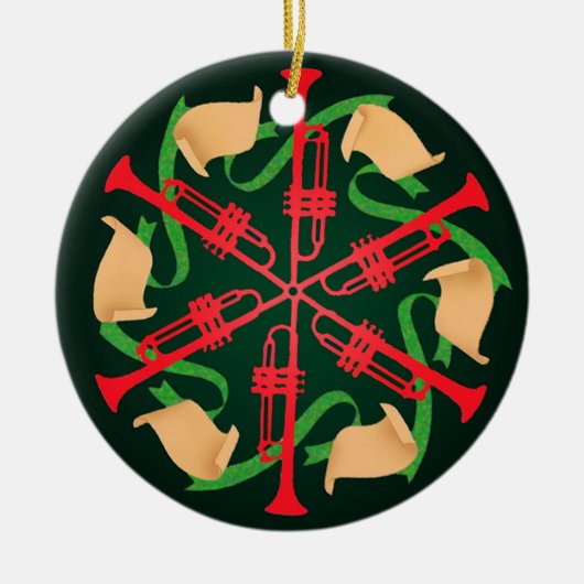 トランペットおよびリボン セラミックオーナメント (正面)