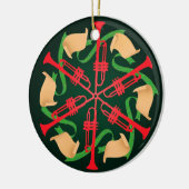 トランペットおよびリボン セラミックオーナメント (左)