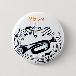 トランペットおよび音符 缶バッジ