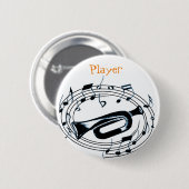 トランペットおよび音符 缶バッジ (正面&裏面)