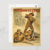 トランペットがヴィンテージWW1ポスターを呼ぶ ポストカード (正面/裏面)