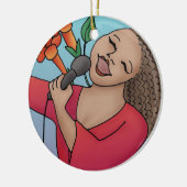 トランペットつる植物シンガーオーナメント セラミックオーナメント (左)