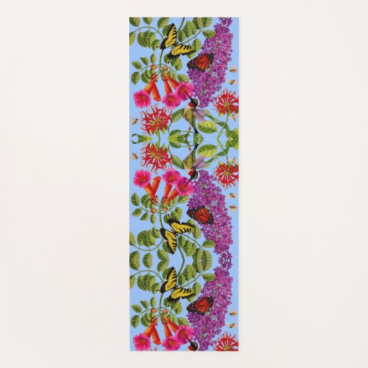 トランペットつる植物バタフライブッシュ、ビーバーム、ハミングバード ヨガマット (正面)