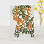 トランペットつる植物水彩 カード (黄色い花)