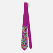 トランペットつる植物、バタフライブッシュ、ハミングバードプリント ネクタイ (正面)