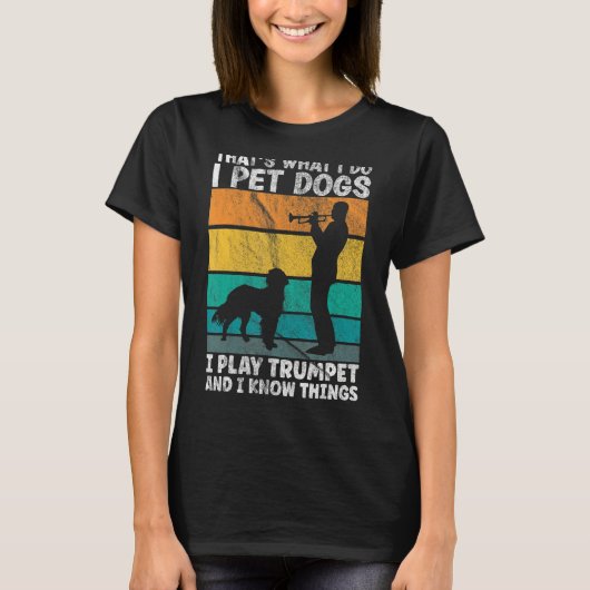 トランペットで愛犬を愛撫し遊て、私はK Tシャツ (正面)