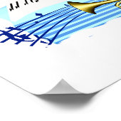 トランペットとキーボード、青いテーマグラフィック音楽 ポスター (角)