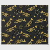 トランペットとスターミュージカル楽器 ラッピングペーパー (フラット)