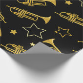 トランペットとスターミュージカル楽器 ラッピングペーパー (角)