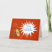 トランペットとストリーマーを持つハッピーバースデー カード (正面)