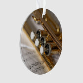 トランペットと楽譜真鍮楽器 オーナメント (正面)