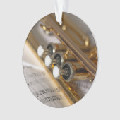 トランペットと楽譜真鍮楽器 オーナメント (正面)